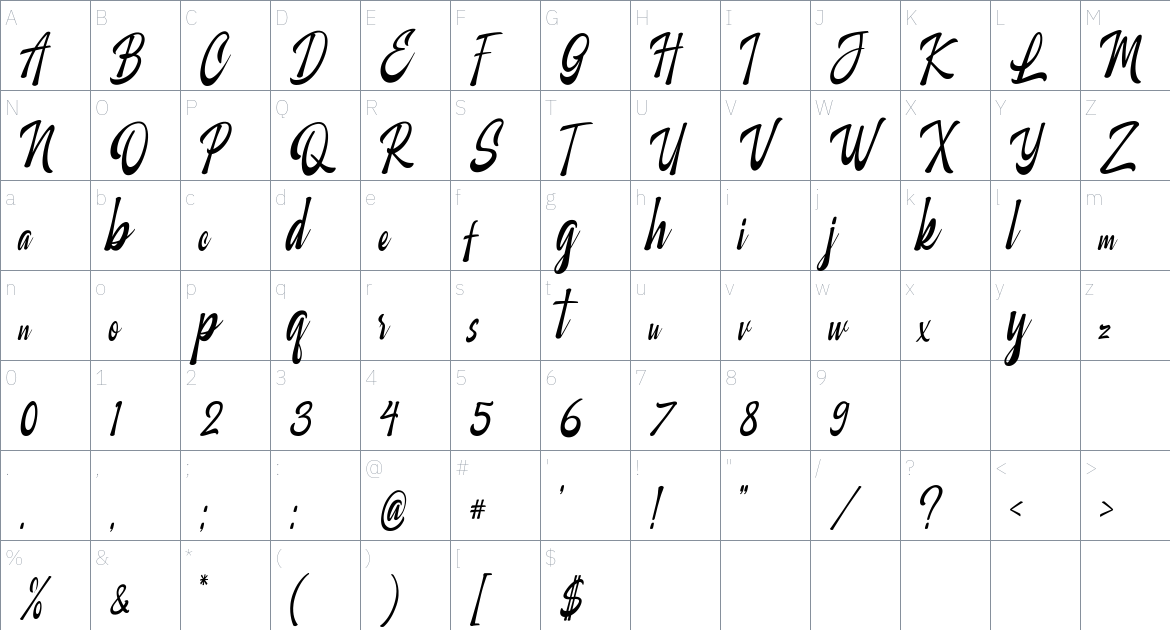 Marchlike Font font Character Map